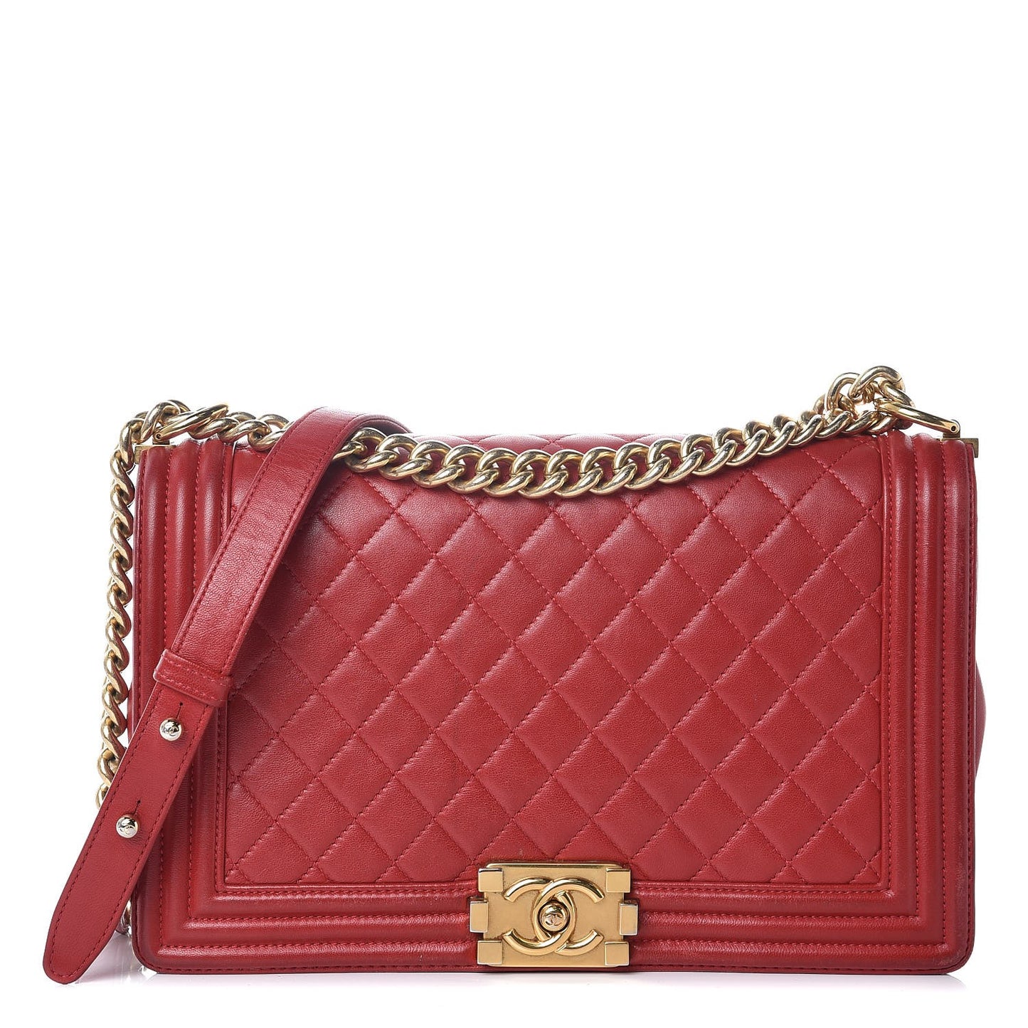 Lambskin Quilted New Medium Boy Flap Red
