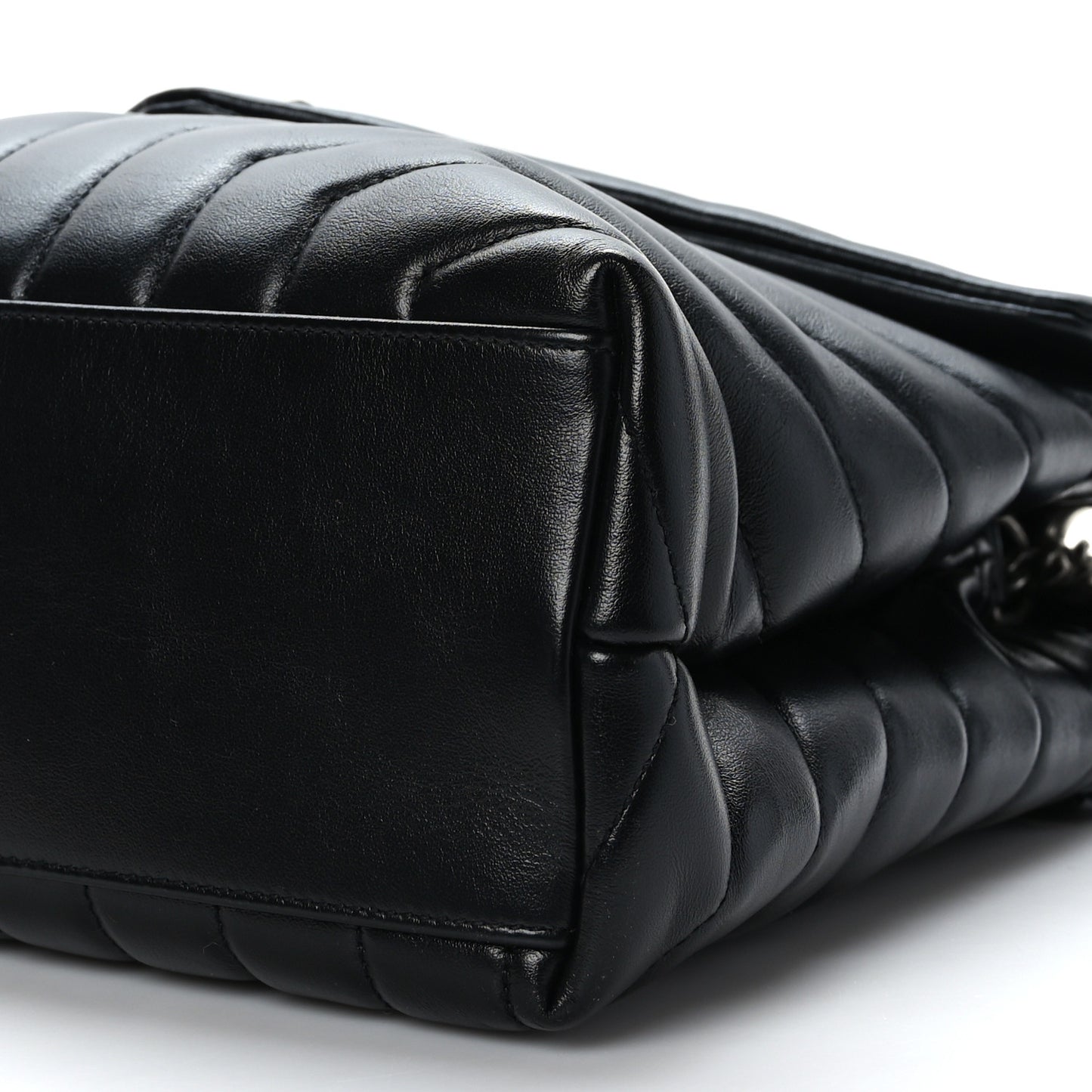 Calfskin Y Quilted Monogram Medium Loulou Chain Satchel Black