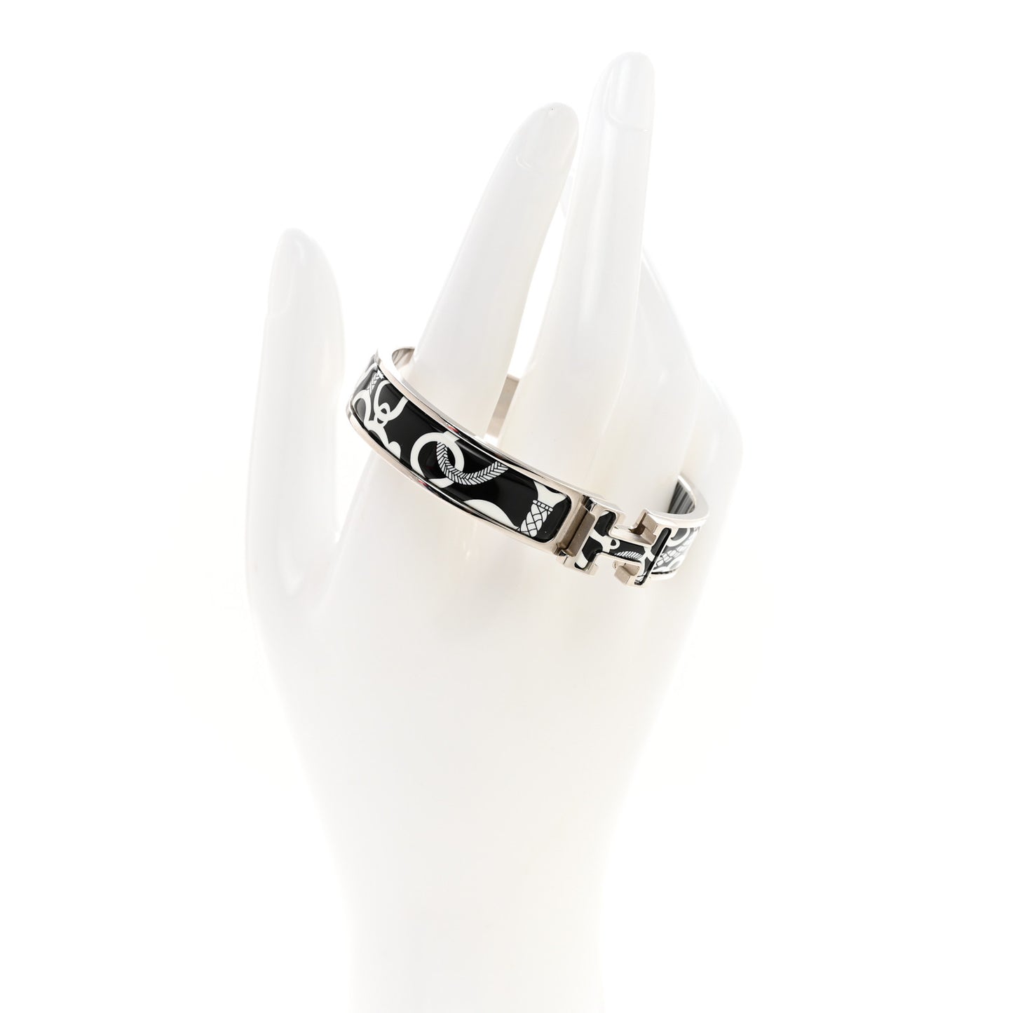 Enamel Printed Panoplie Equestre Narrow Clic Clac H Bracelet GM Positif Negatif
