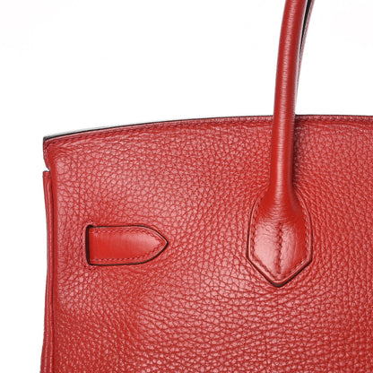 Hermes Taurillon Clemence Birkin 35 Rouge Casaque 10 of 36