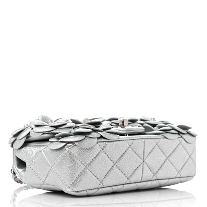 Chanel Metallic Lambskin Quilted Mini Camellia Flap Silver 4 of 9