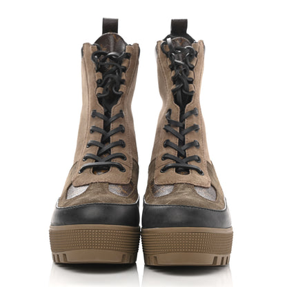 Louis Vuitton Suede Calfskin Monogram Laureate Platform Desert Boots 38.5 Taupe 2 of 7