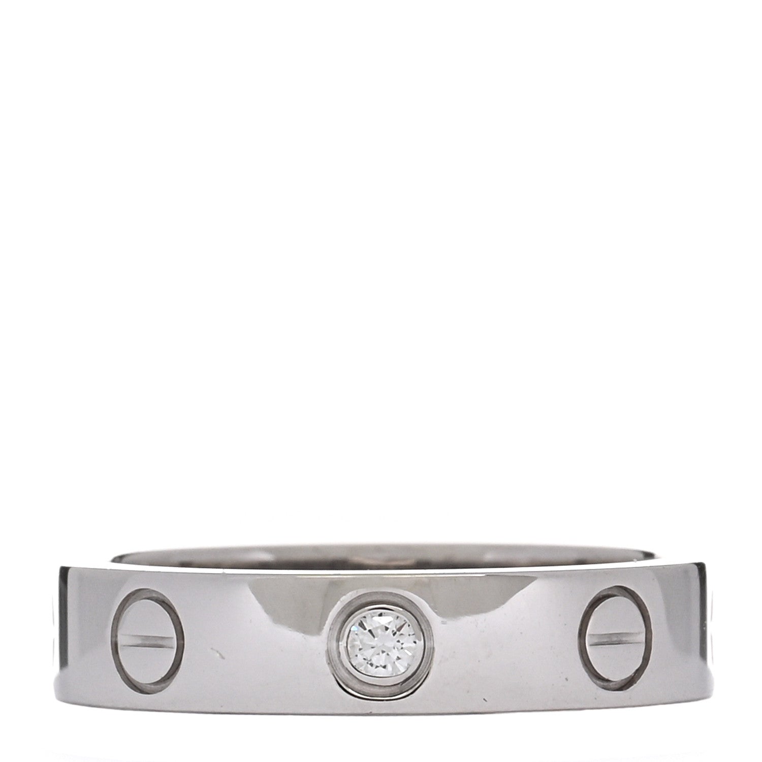 Cartier 18K White Gold Diamond 4mm LOVE Wedding Band Ring 48 4.5 1 of 4