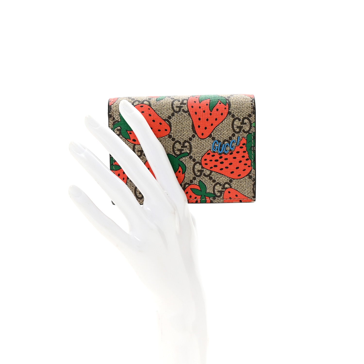Gucci GG Supreme Monogram Strawberry Card Case 2 of 8