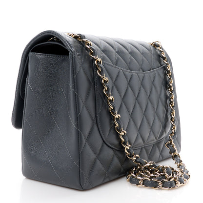Chanel Caviar Quilted Jumbo Double Flap Dark Grey 3 of 12