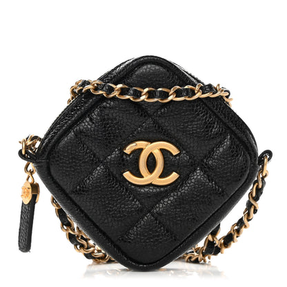 Chanel Caviar Quilted Diamond Coin Purse With Chain Black 1 of 10