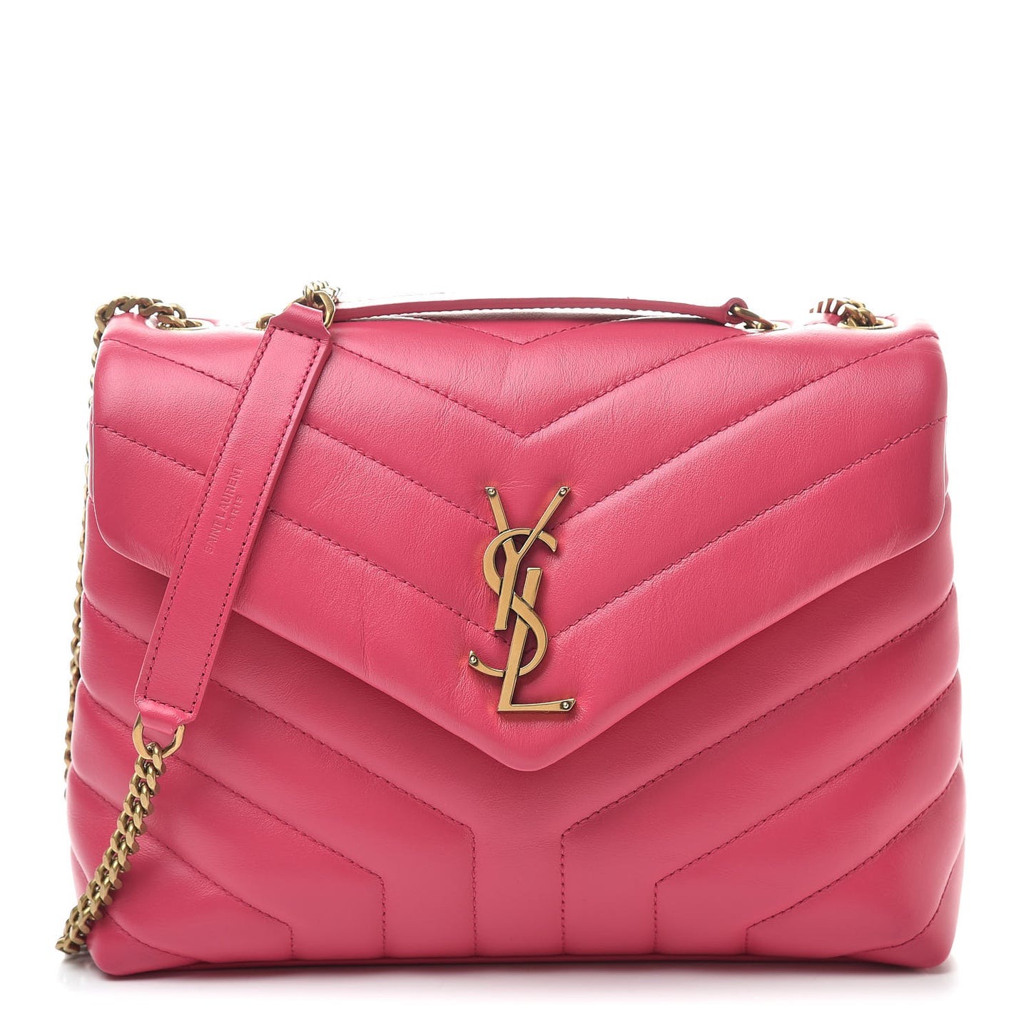 Calfskin Y Quilted Monogram Small Loulou Chain Satchel Fresh Fuchsia