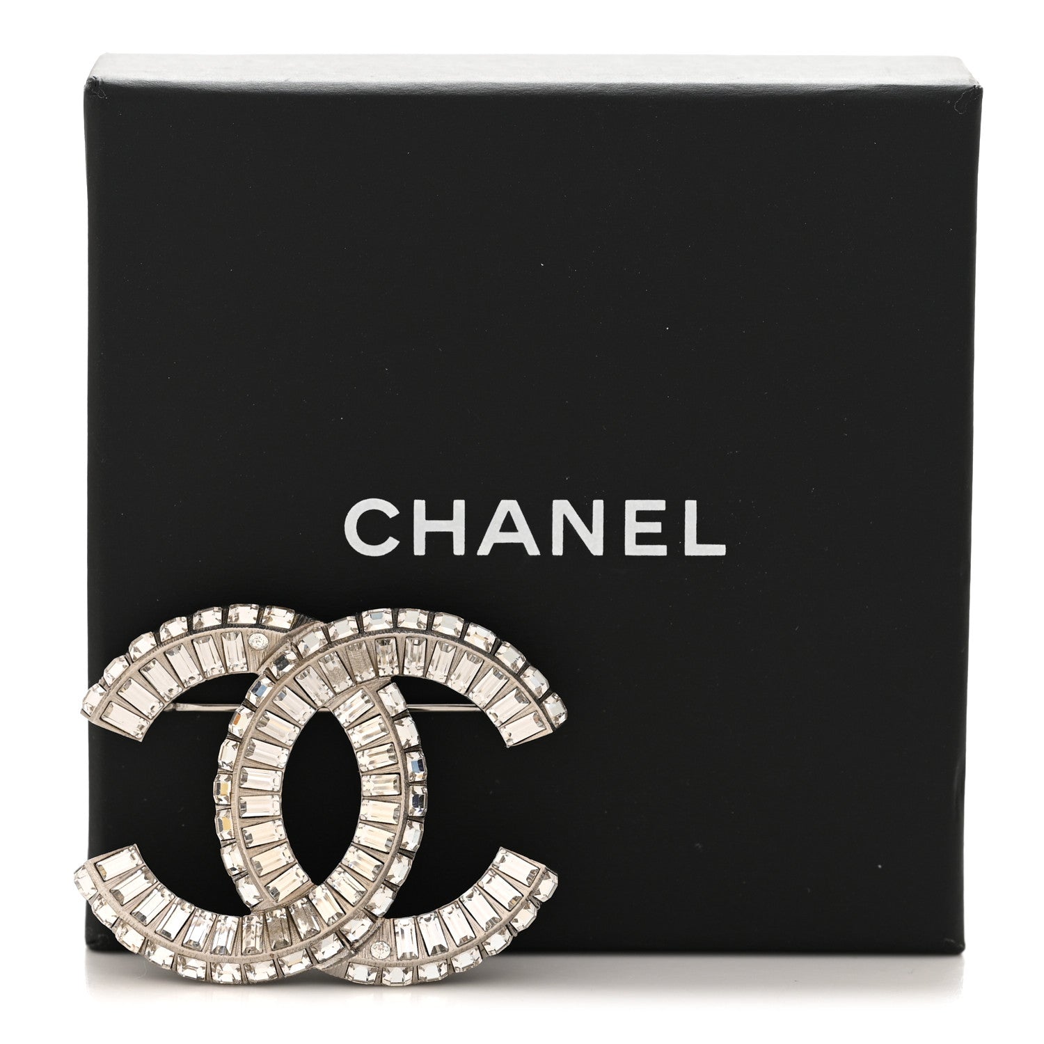 Chanel Baguette Crystal CC Brooch Silver 4 of 4