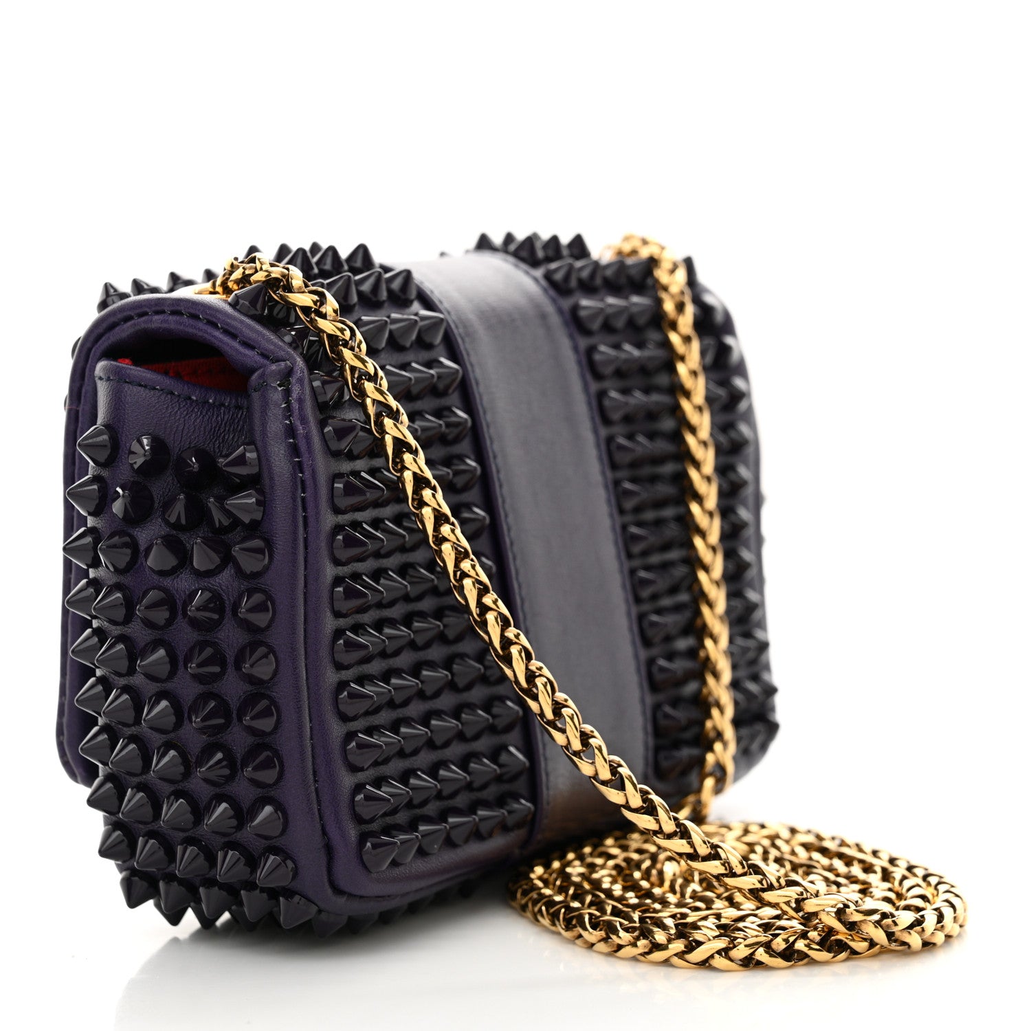 Christian Louboutin Calfskin Spiked Sweety Charity Crossbody Bag Purple 3 of 12