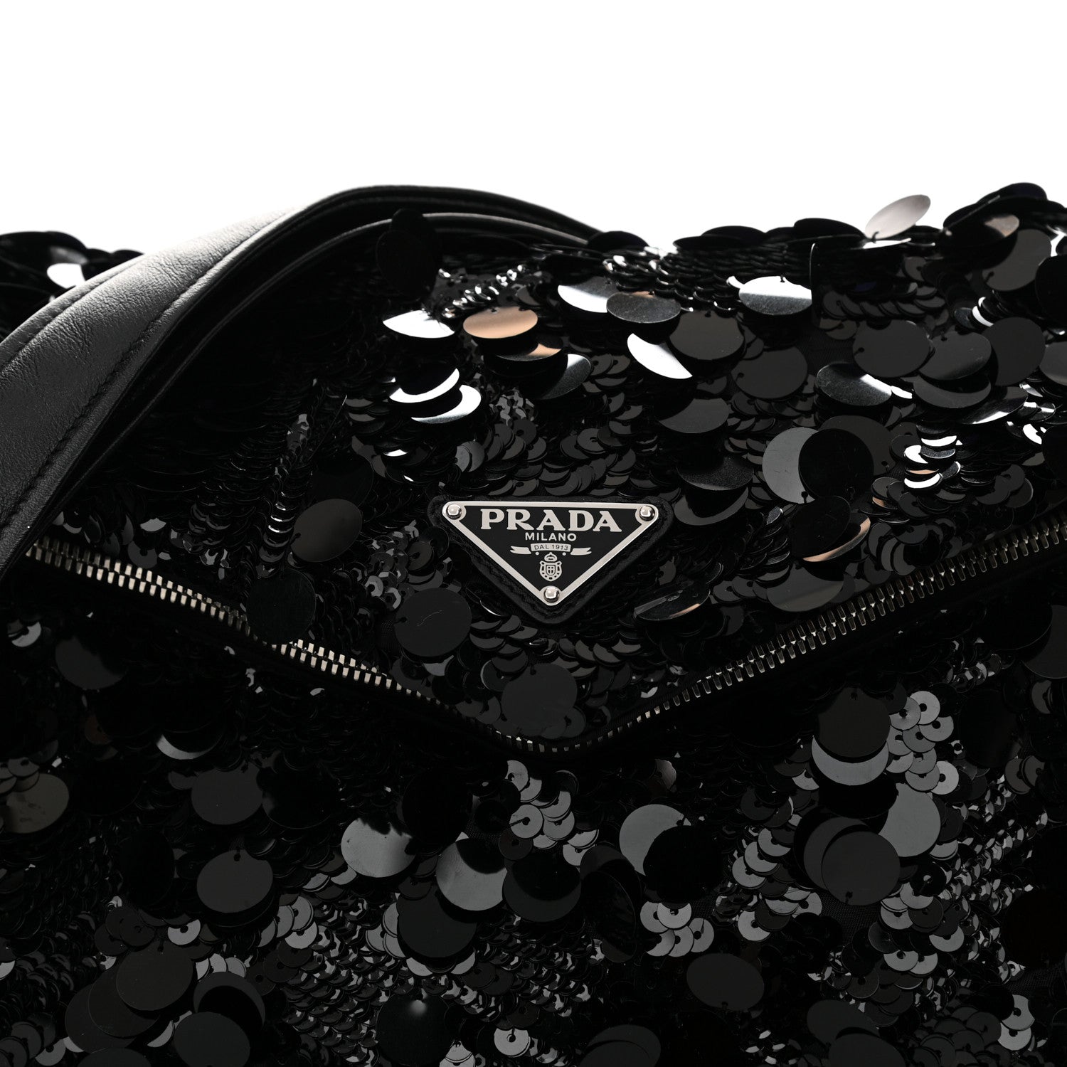 Prada Paillettes Vitello Signaux Bag Black 9 of 17