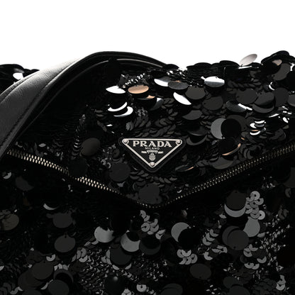 Prada Paillettes Vitello Signaux Bag Black 9 of 17