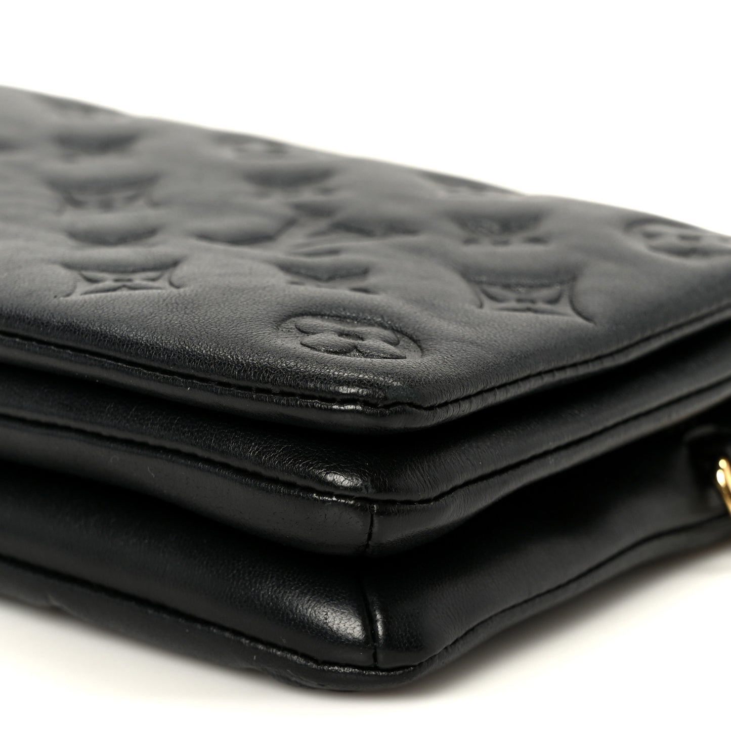 Lambskin Embossed Monogram Pochette Coussin Black