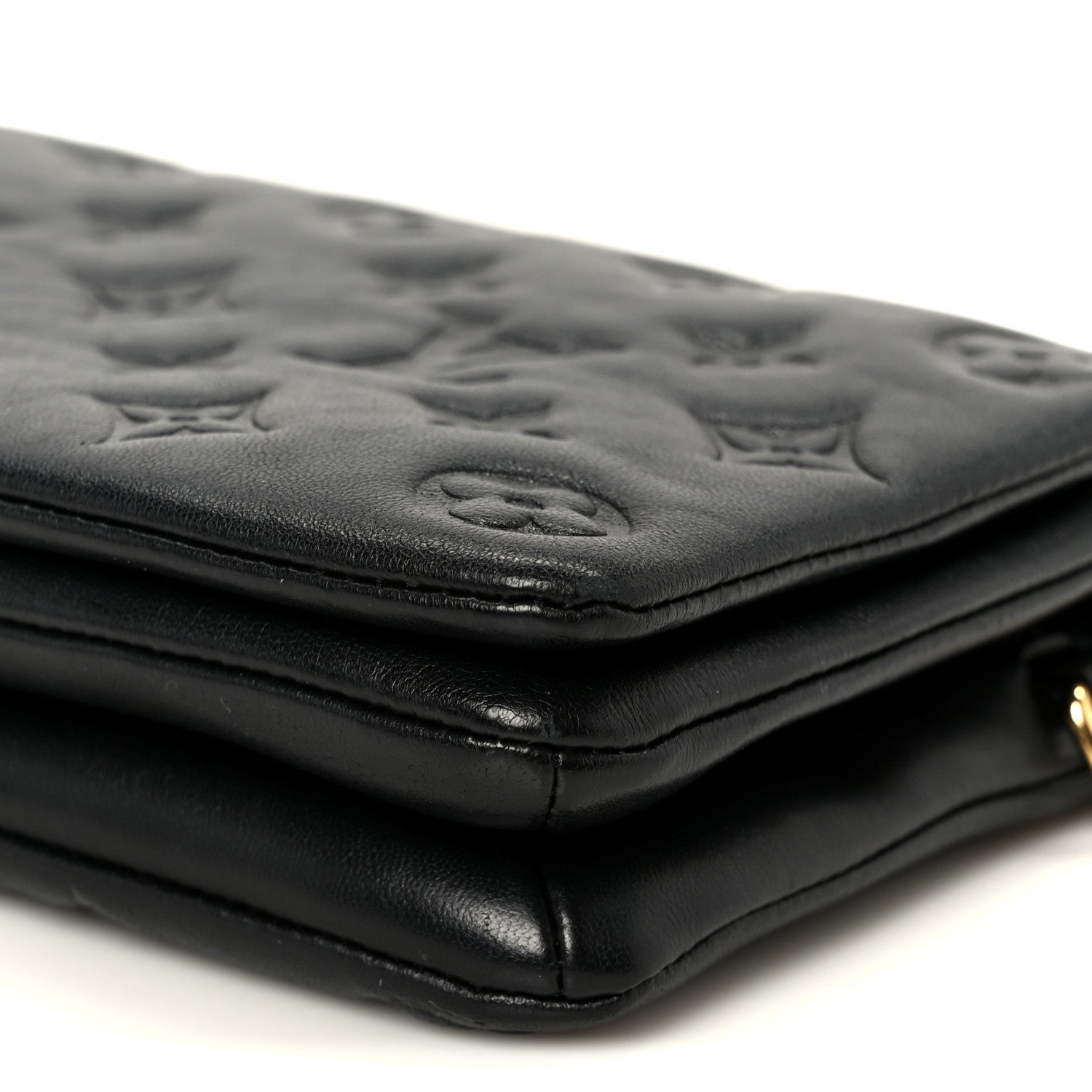 Louis Vuitton Lambskin Embossed Monogram Pochette Coussin Black 11 of 11