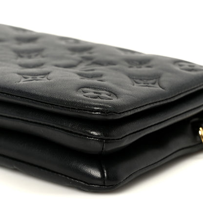 Louis Vuitton Lambskin Embossed Monogram Pochette Coussin Black 11 of 11