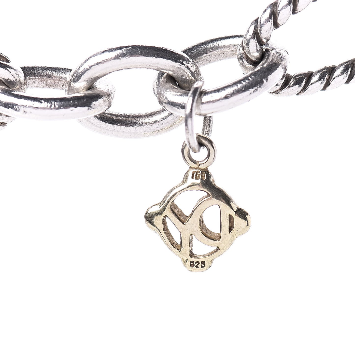 Sterling Silver 18K Yellow Gold Link Figaro Link Toggle Necklace 15.5