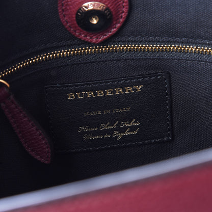 Burberry Grainy Calfskin House Check Medium Banner Tote Mahogany Red 9 of 10