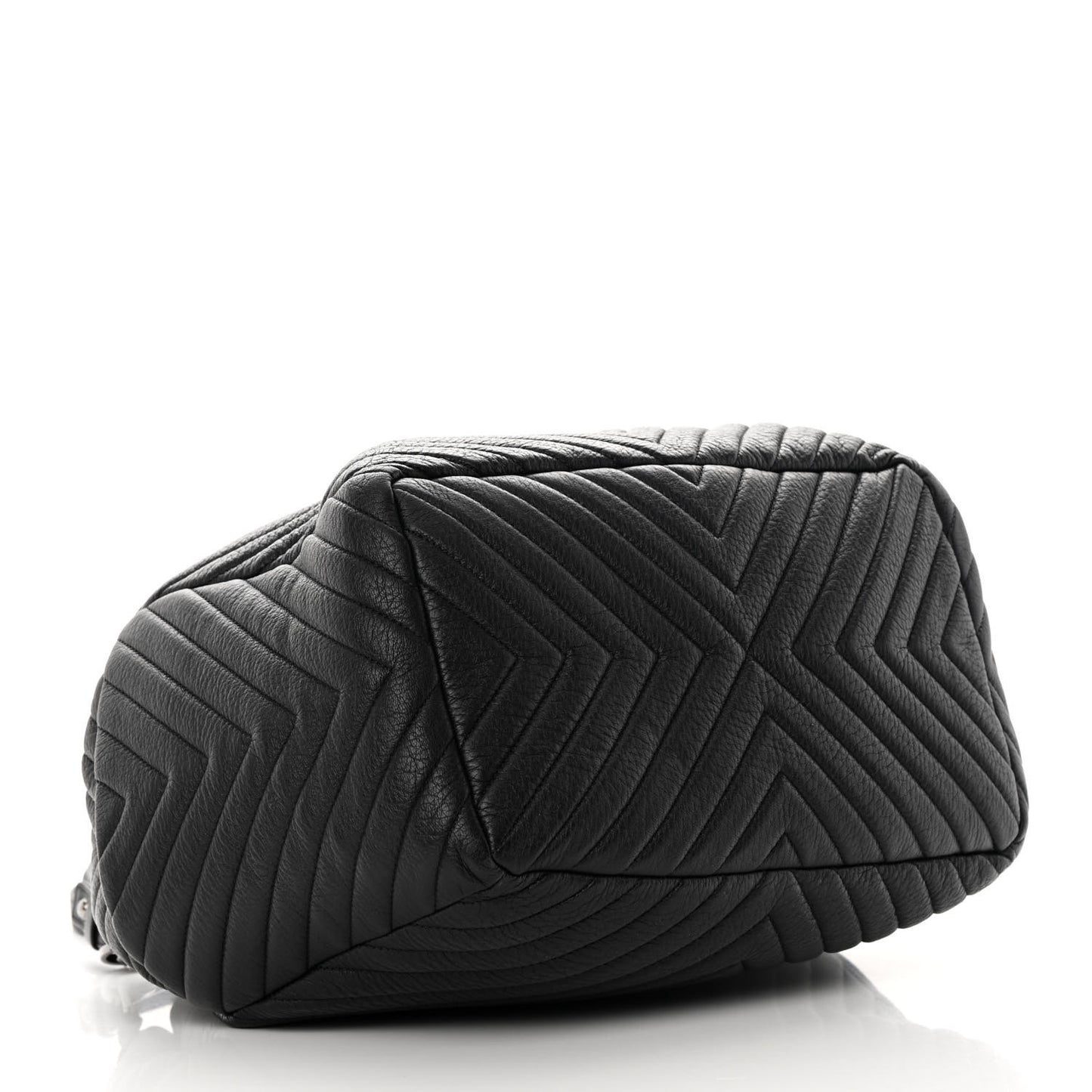 Deerskin Chevron Large CC Chain Bucket Drawstring Bag Black