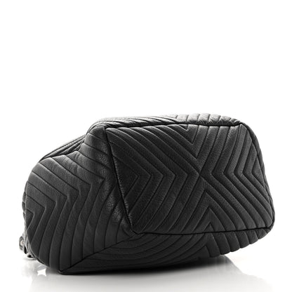 Chanel Deerskin Chevron Large CC Chain Bucket Drawstring Bag Black 4 of 15