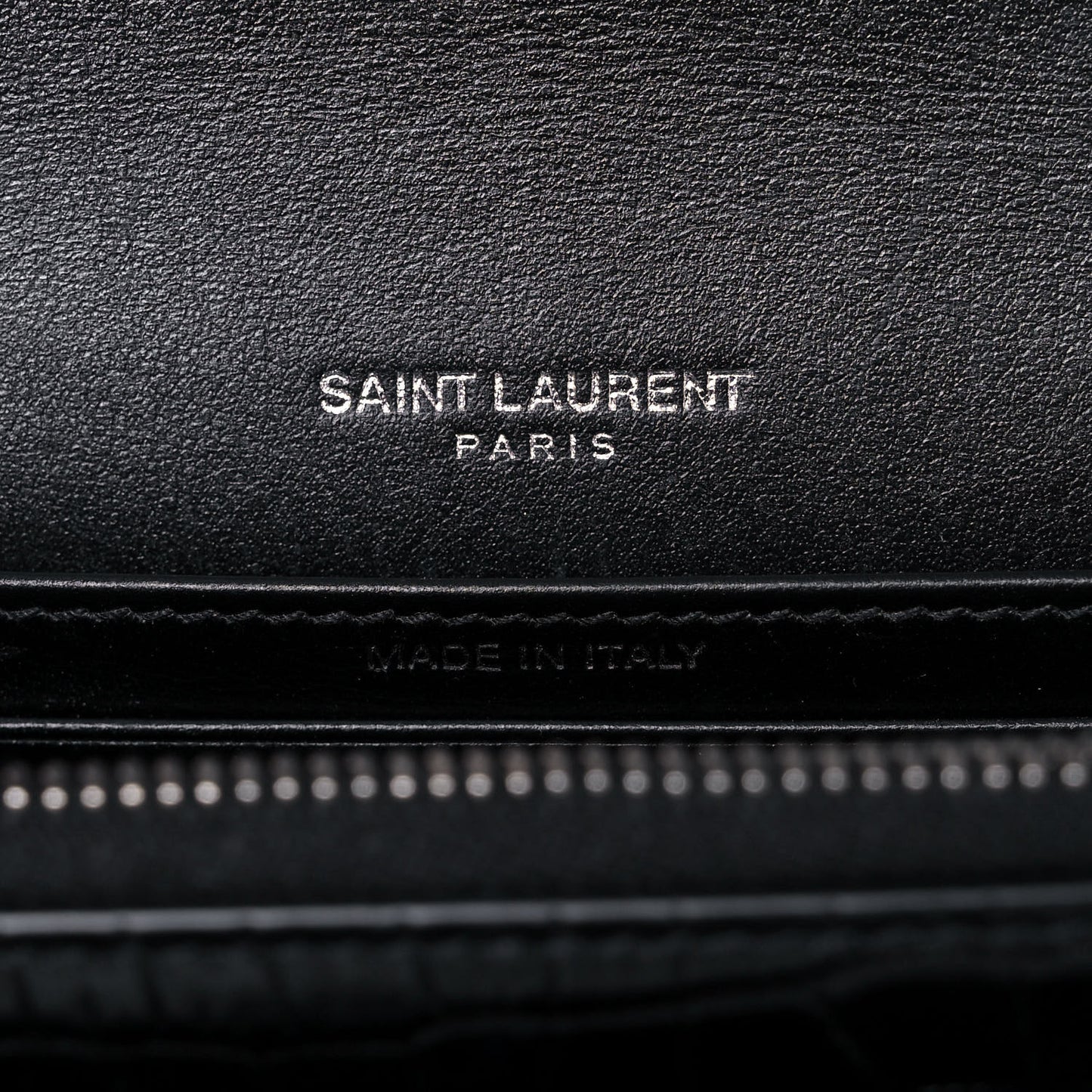 Calfskin Crocodile Embossed Monogram Sunset Chain Wallet Black