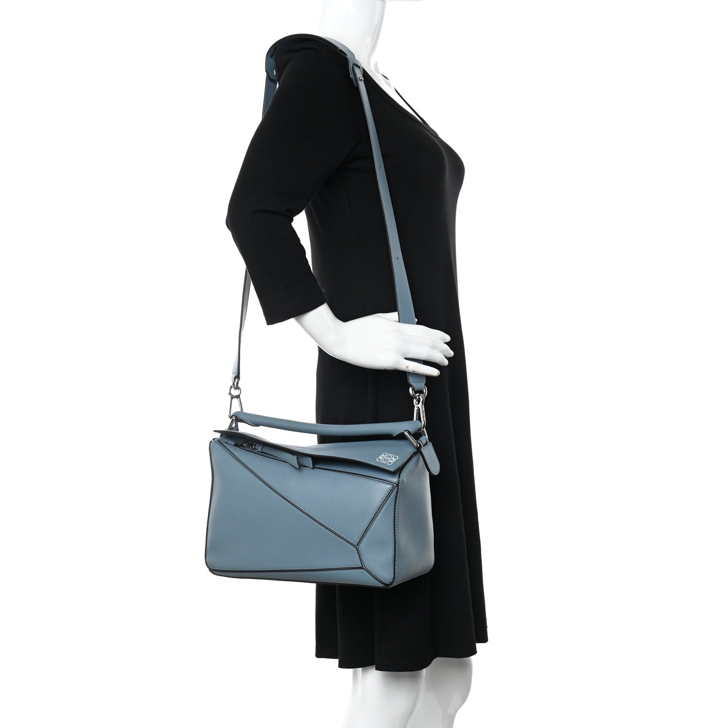 Loewe Calfskin Medium Puzzle Bag Stone Blue 2 of 9