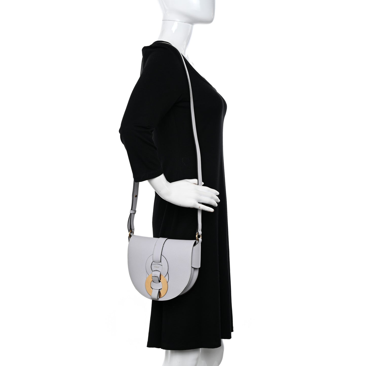 Grained Calfskin Small Darryl Saddle Crossbody Bag Light Cloud