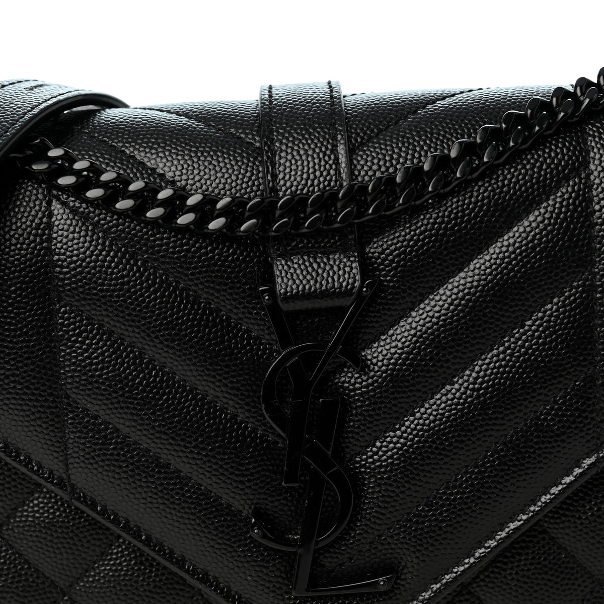Grain De Poudre Textured Mixed Matelasse Triquilt Small Monogram Monochrome Satchel Black