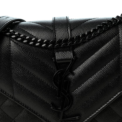Saint Laurent Grain De Poudre Textured Mixed Matelasse Triquilt Small Monogram Monochrome Satchel Black 7 of 9