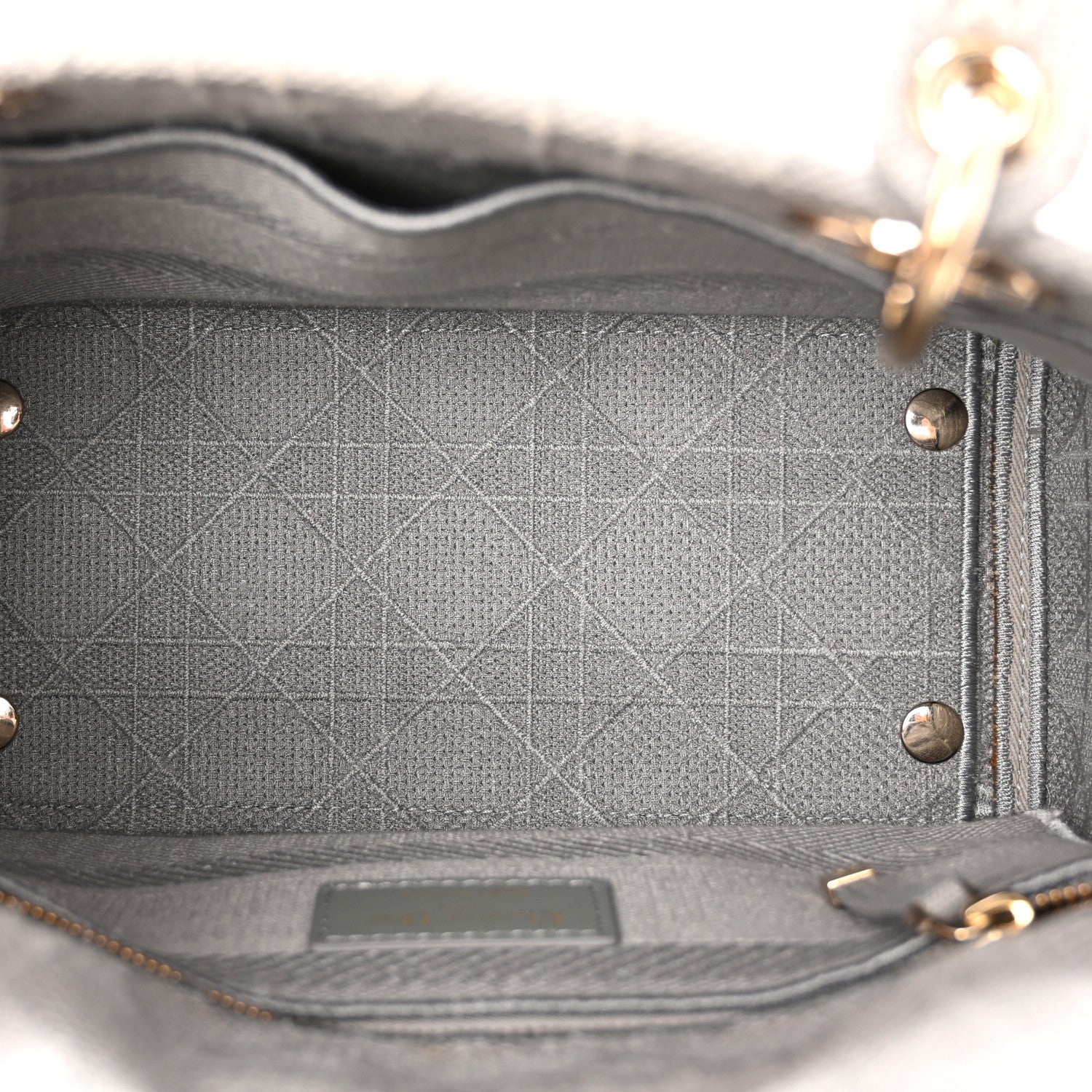 Christian Dior Canvas Embroidered Cannage Medium Lady D-Lite Gray 5 of 10
