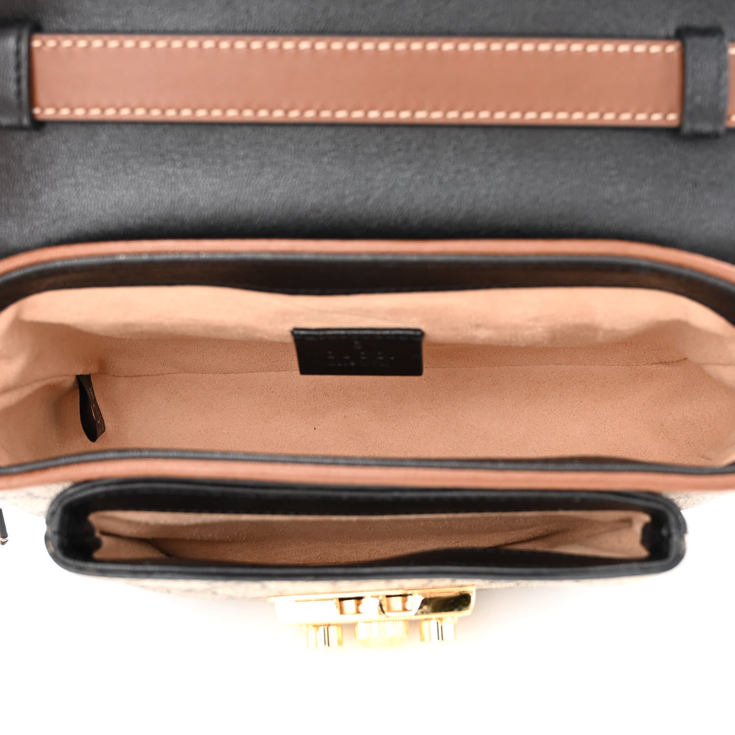 Gucci GG Supreme Monogram New Sakai Lux Calfskin Mini Padlock Flap Pocket Shoulder Bag Beige Ebony Black Cuir 5 of 10