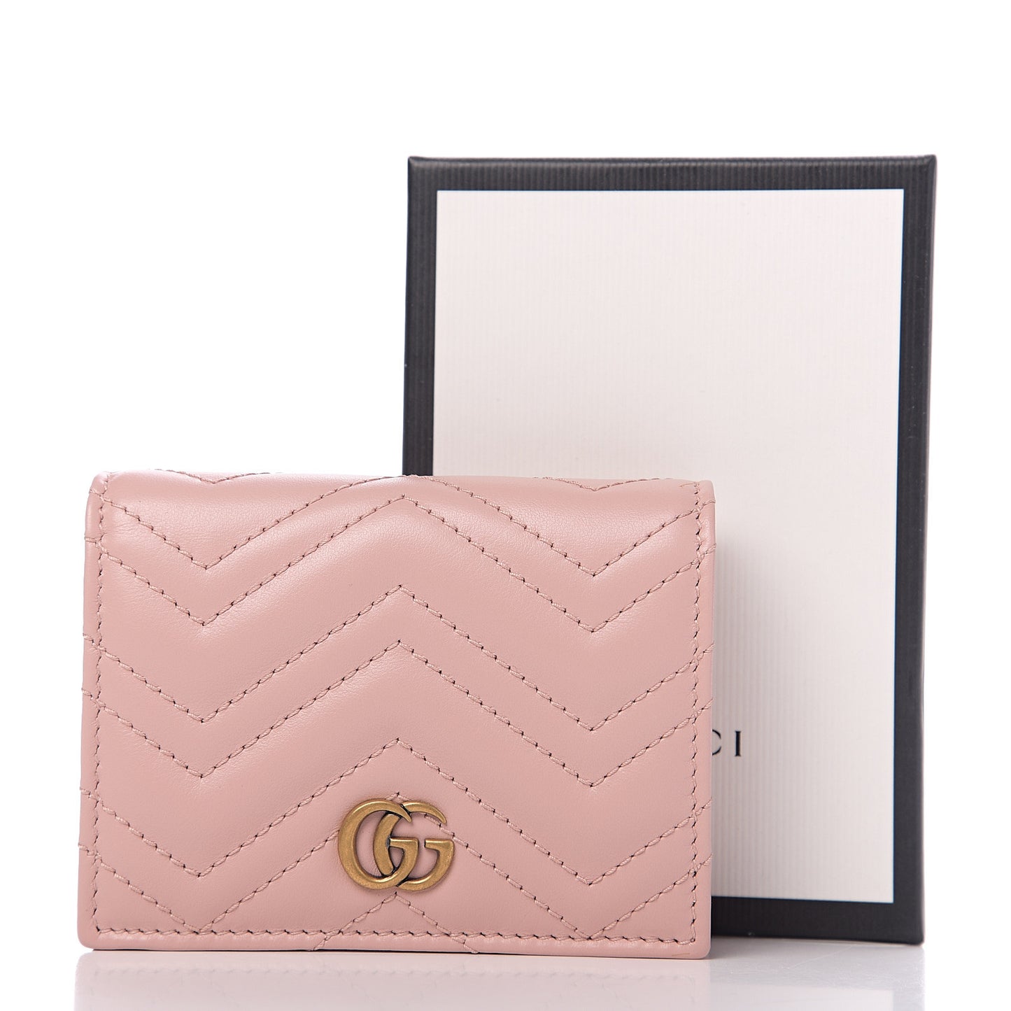 Calfskin Matelasse GG Marmont Card Case Wallet Perfect Pink