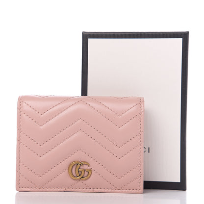 Gucci Calfskin Matelasse GG Marmont Card Case Wallet Perfect Pink 6 of 6
