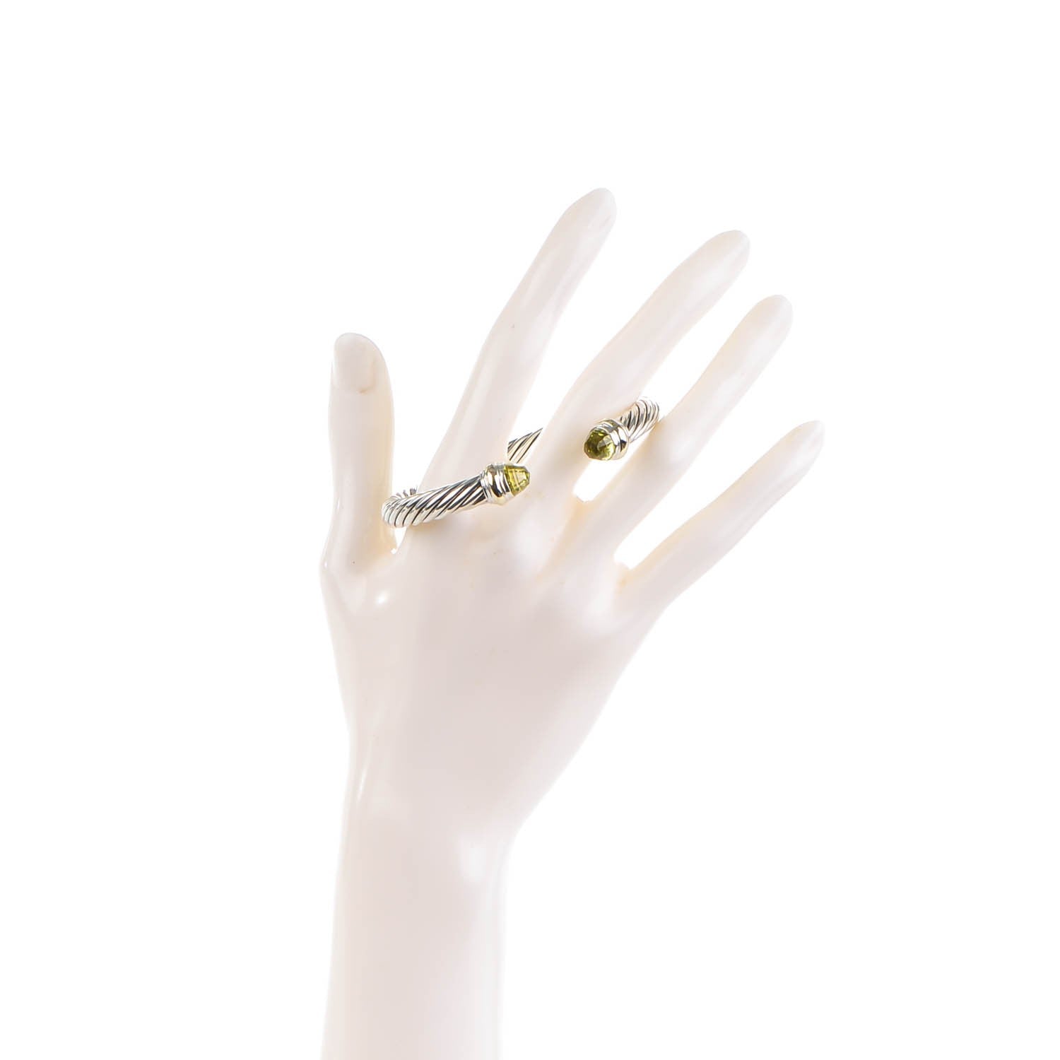 David Yurman Sterling Silver 14K Yellow Gold Lemon Citrine 7mm Cable Classics Bracelet 2 of 6