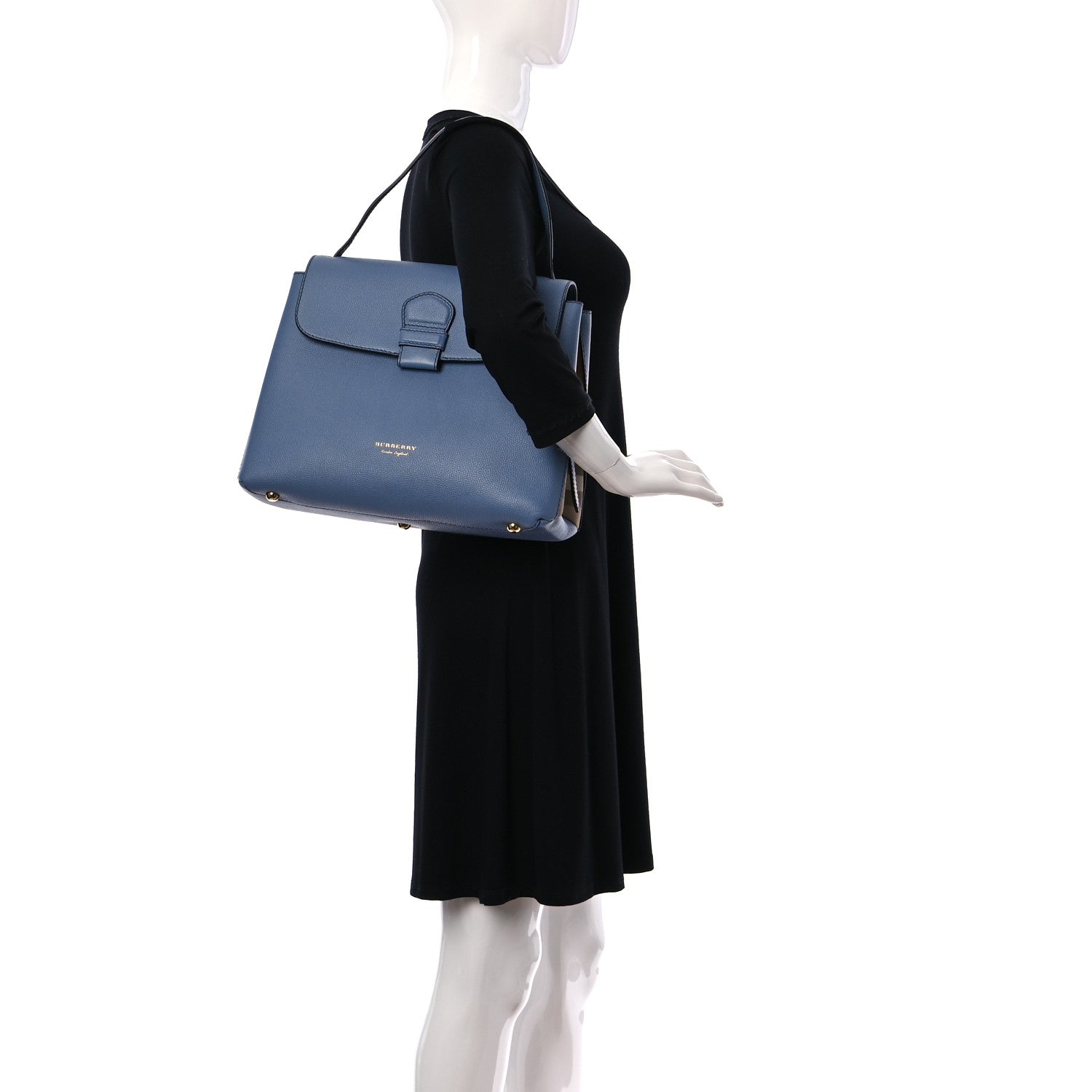 Burberry Derby Calfskin House Check Medium Camberley Slate Blue 2 of 12