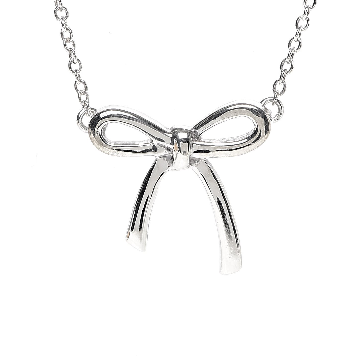 Sterling Silver Small Bow Pendant Necklace