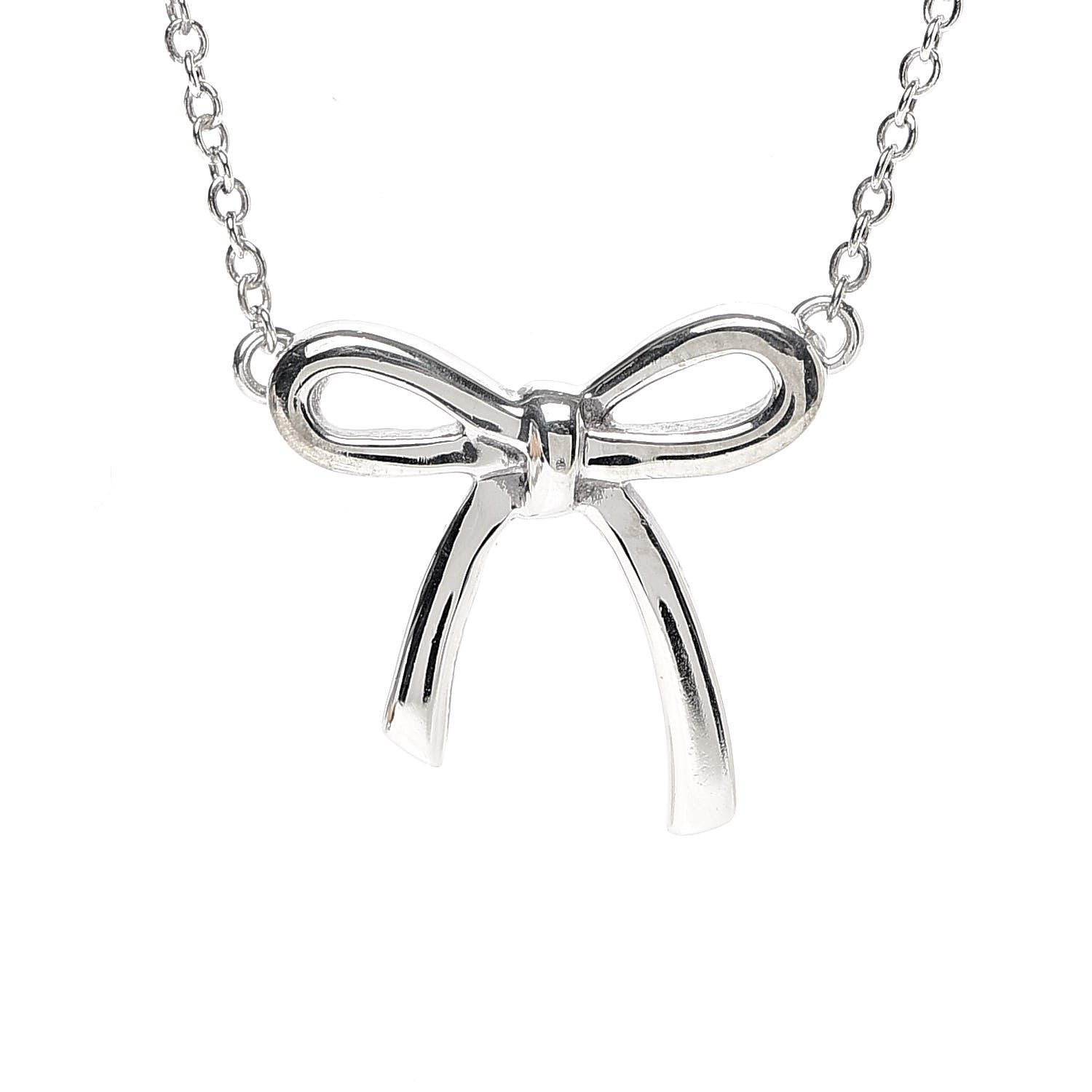Tiffany Sterling Silver Small Bow Pendant Necklace 4 of 7