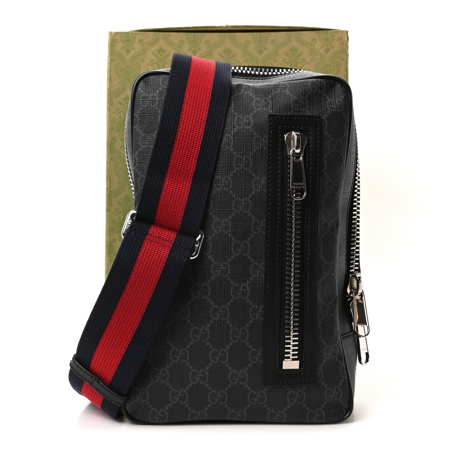 GG Supreme Monogram Web Belt Bag Black Grey