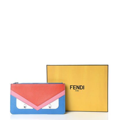Fendi Vitello Elite Crystal Eye Monster Zip Pouch Royal Blue Papavero Multicolor 10 of 10