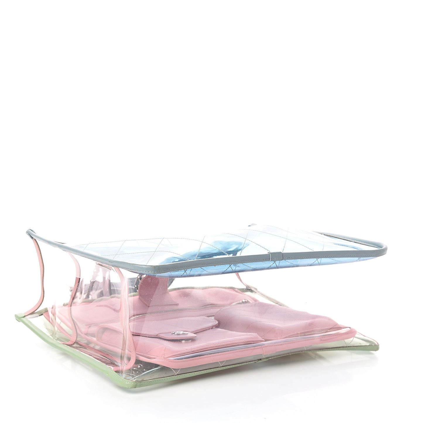 Lambskin PVC Quilted Medium Coco Splash Shopping Bag Blue Green Pink