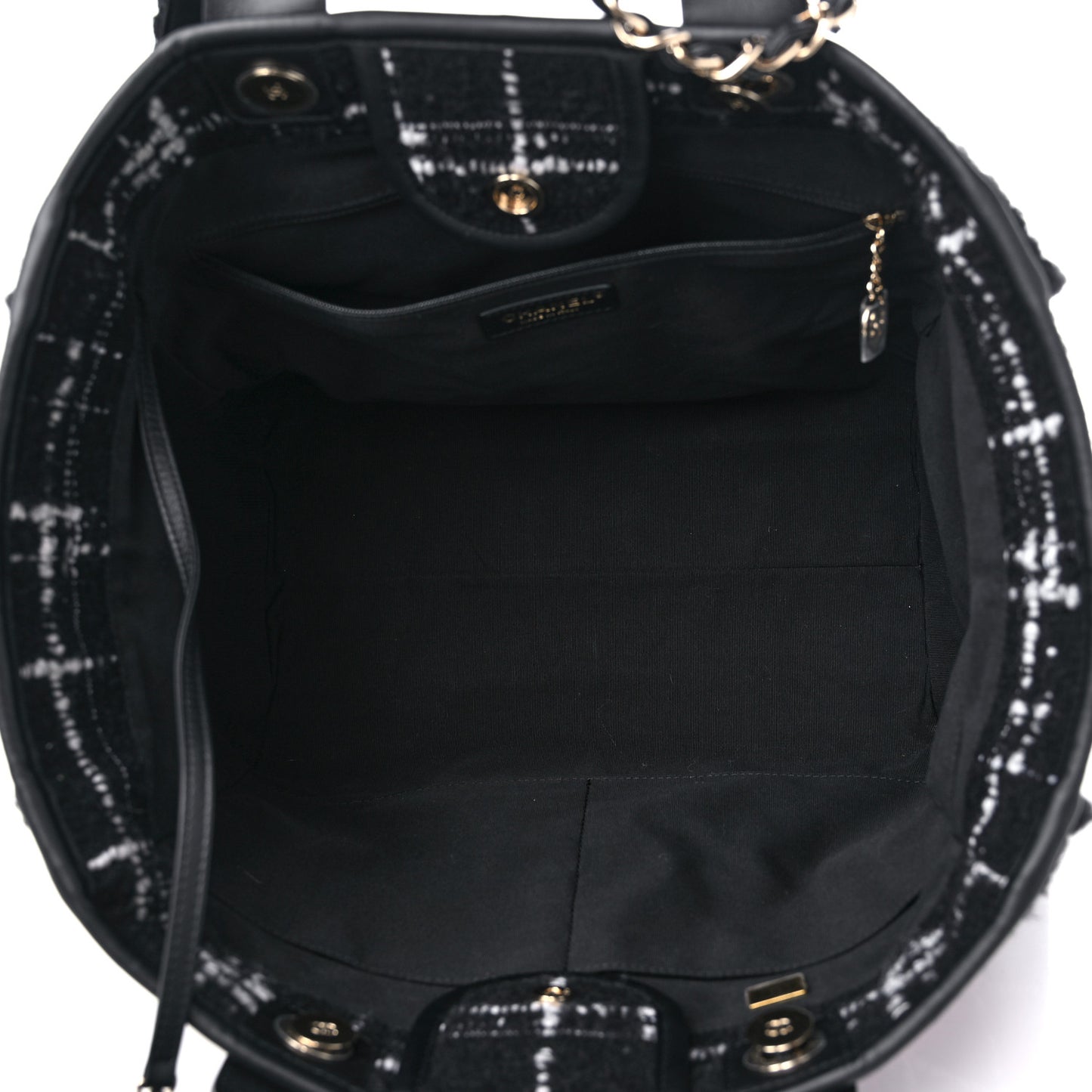 Tweed Medium Deauville Tote Black White Multicolor