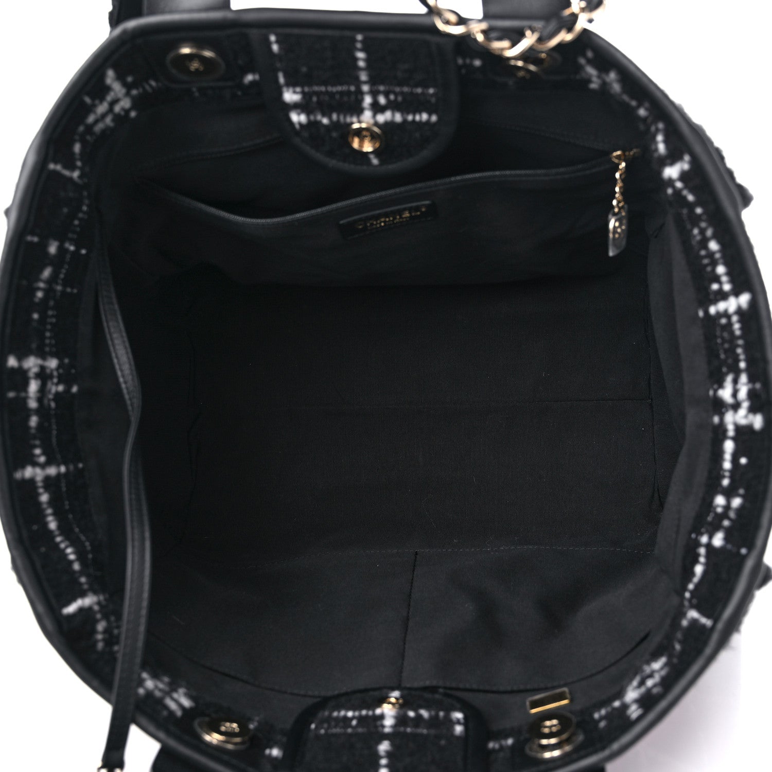 Chanel Tweed Medium Deauville Tote Black White Multicolor 6 of 10