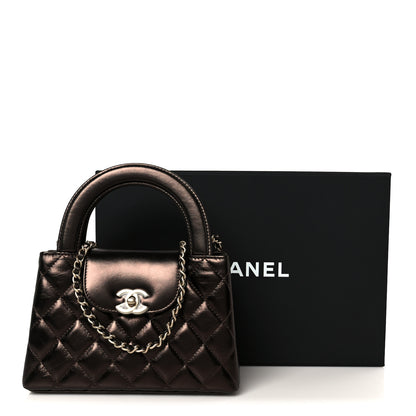 Chanel Metallic Aged Calfskin Quilted Nano Kelly Shopper Light Brown 11 of 11