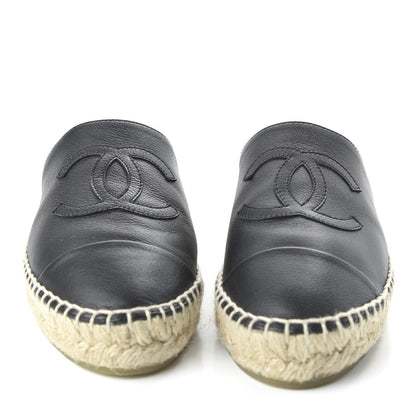 Chanel Calfskin CC Espadrille Mules 35 Black 2 of 10