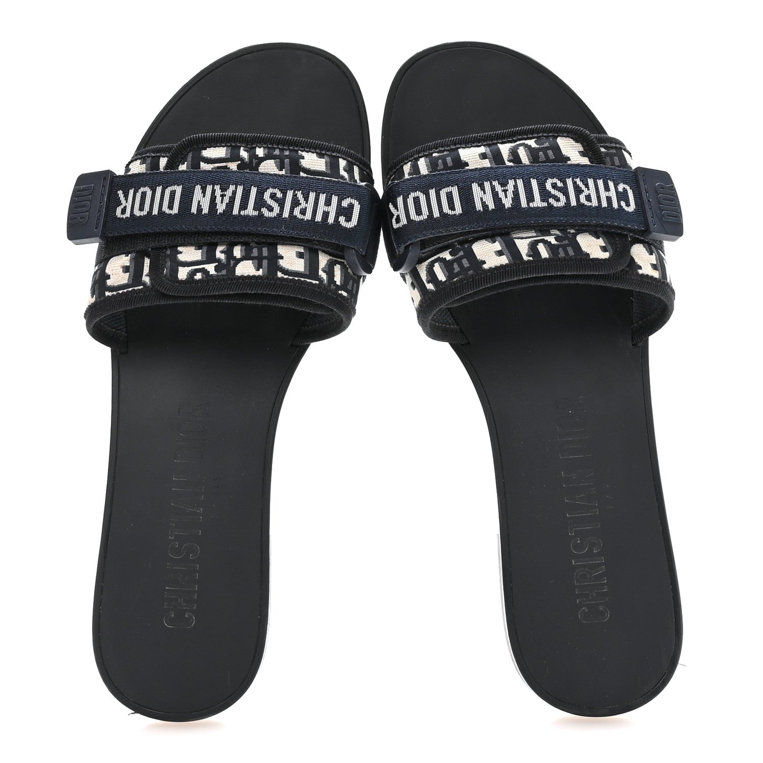 Christian Dior Nylon Oblique Dio(r)evolution Slide Sandals 40 Deep Blue 2 of 9