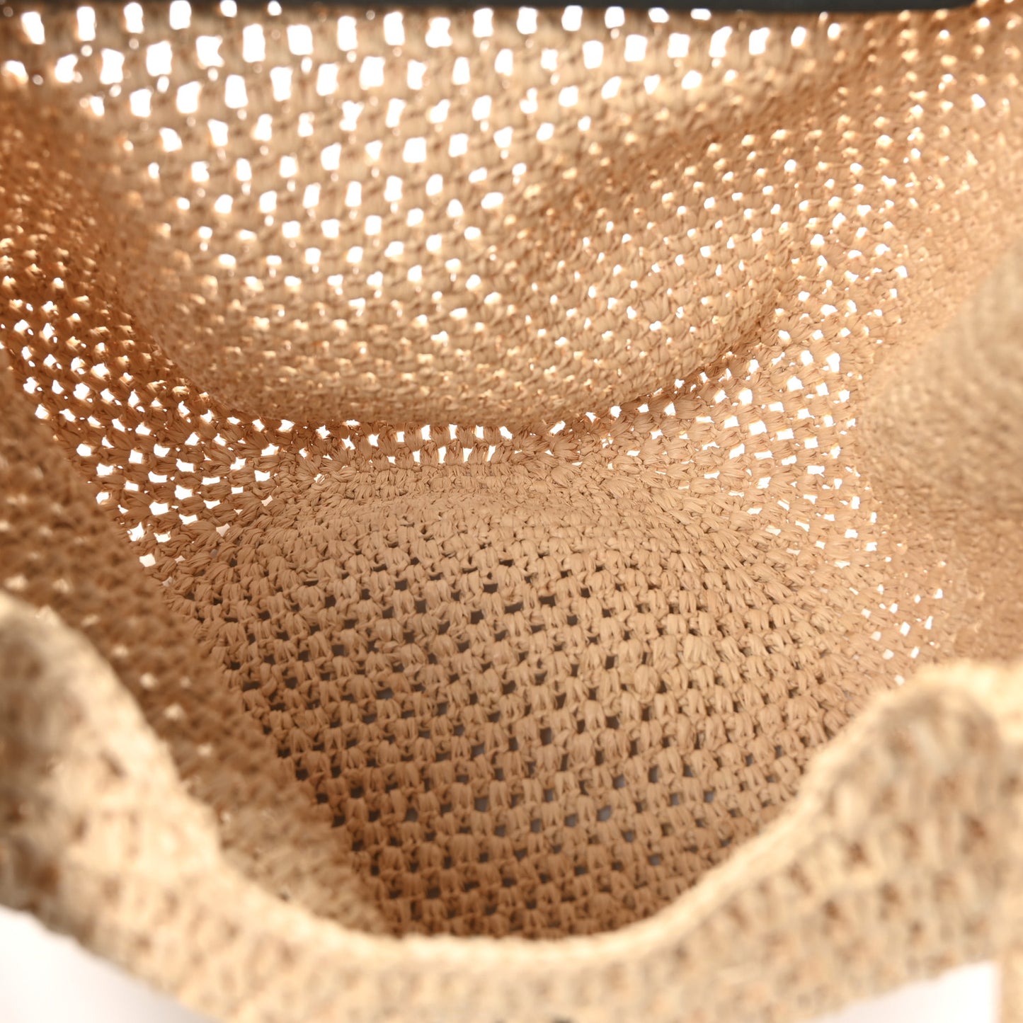 Raffia Paula’s Ibiza Punch Hole Hobo Bag Natural Black