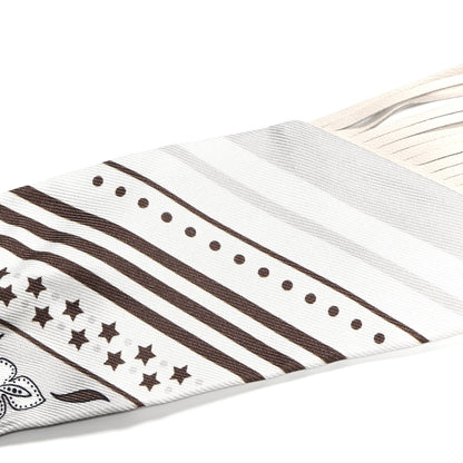 Hermes Silk Festival Des Amazones Bandana Fringed Twilly Craie Brun 5 of 6