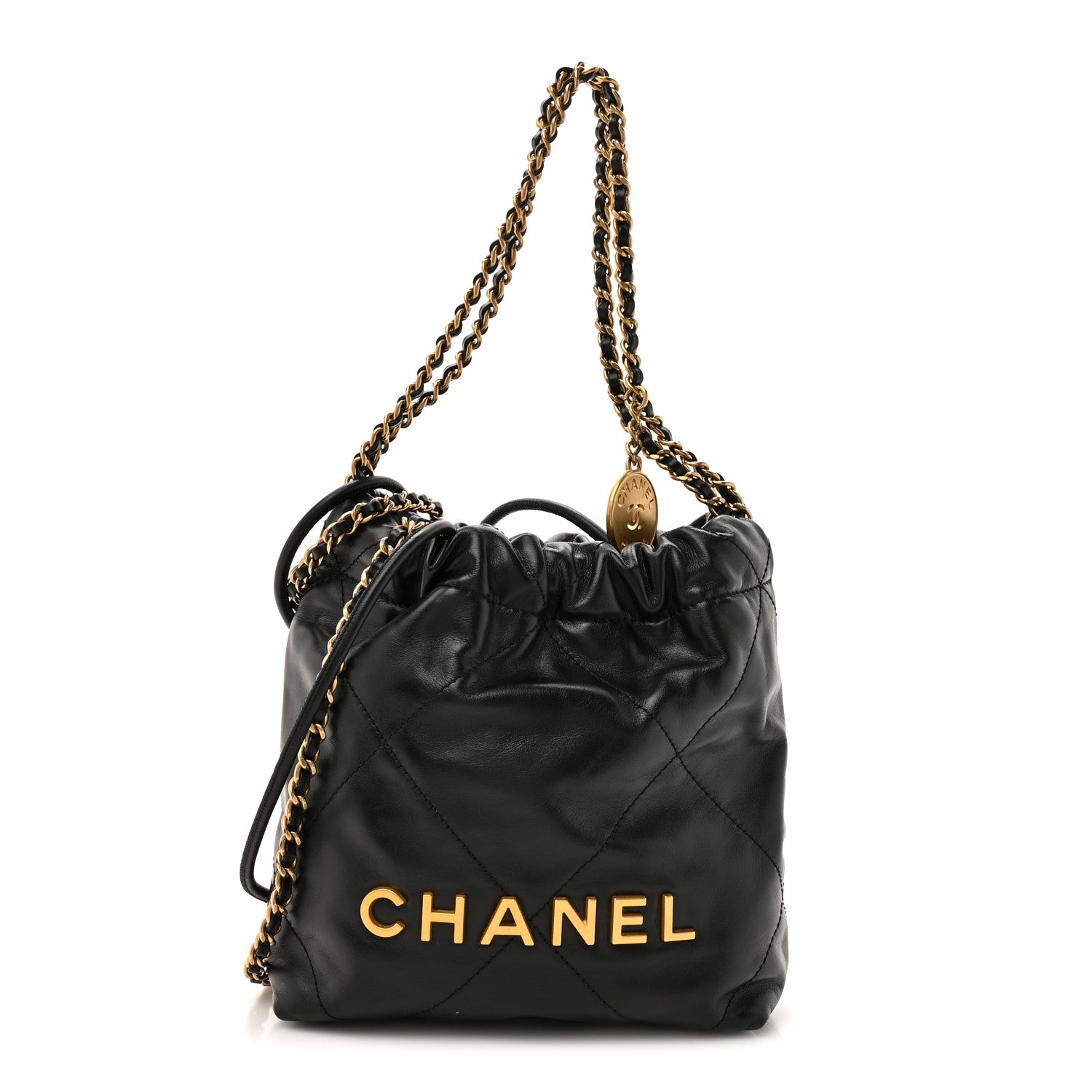 Chanel Shiny Calfskin Quilted Mini Chanel 22 Black 1 of 10