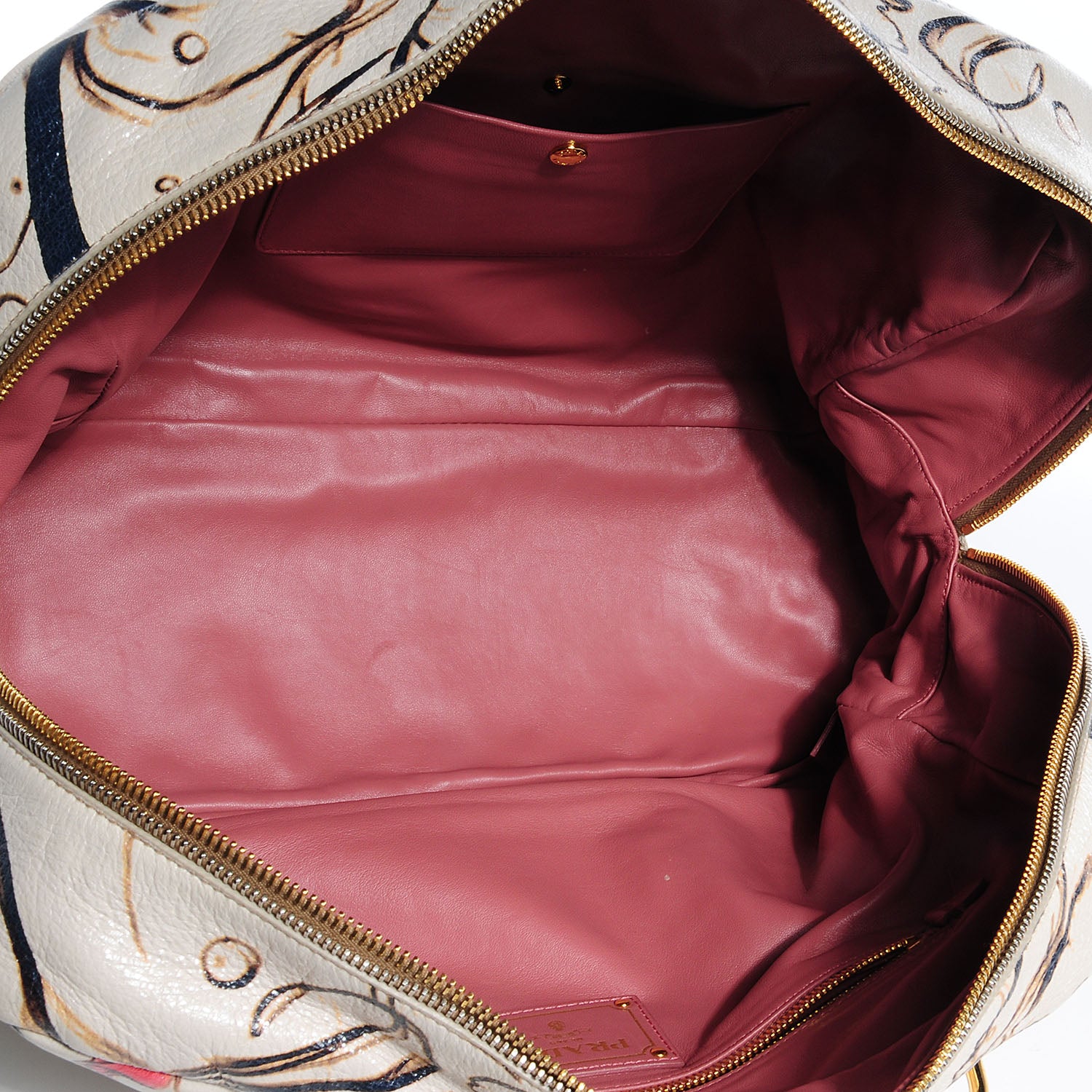 Prada X JAMES JEAN Cervo Lux Fairy Print Large Double Handle Boston Bag Prugna 8 of 12