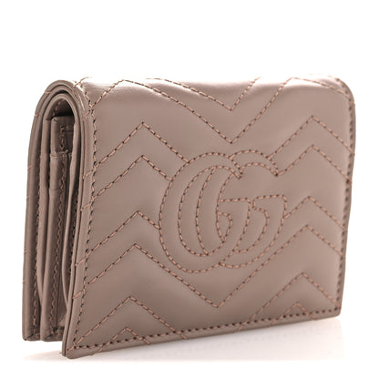 Gucci Calfskin Matelasse GG Marmont Card Case Wallet Porcelain Rose 3 of 9