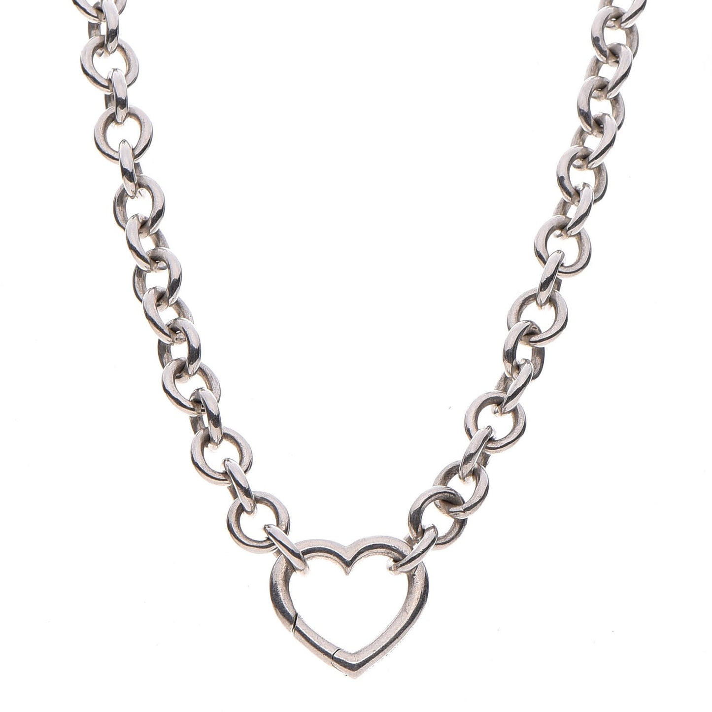 Sterling Silver Heart Clasp Choker Necklace