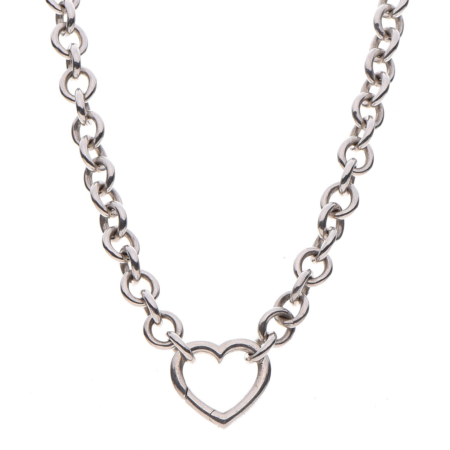 Tiffany Sterling Silver Heart Clasp Choker Necklace 1 of 6